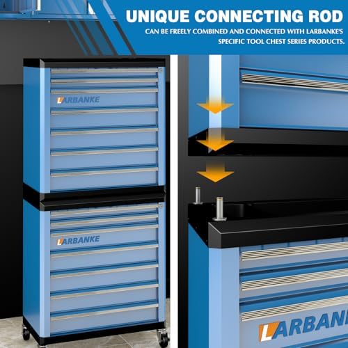 LARBANKE 7-Drawer Rolling Tool Chest with Wheels,Locks,Blue Tool Cabinet