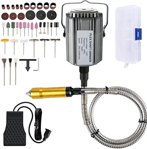 VEVOR Flex Shaft Grinder 780W Rotary Tool 500-23000RPM Rotary Carver with 1/4" 3-Jaw Chuck & Stepless Speed Foot Pedal Hanging Grinding Machine 131PCS Accessories for Jewelry Polishing Grinding DIY