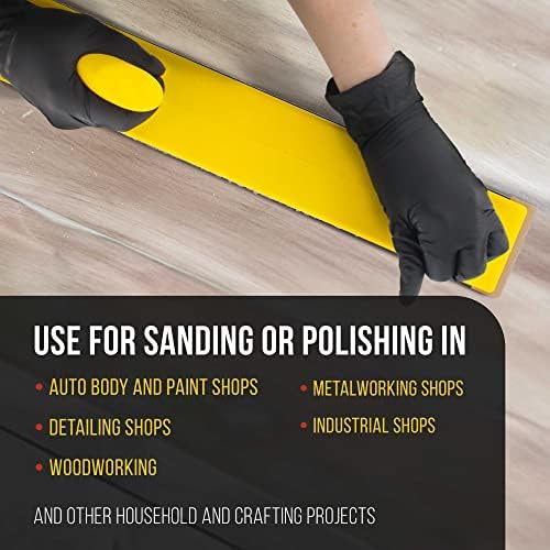 Dura-Gold Pro Series Super Flex Longboard Hand Sanding File Block with Both Hook & Loop Backing and PSA Backing Conversion Adapter Pad with 80 Grit Gold PSA Longboard Sandpaper