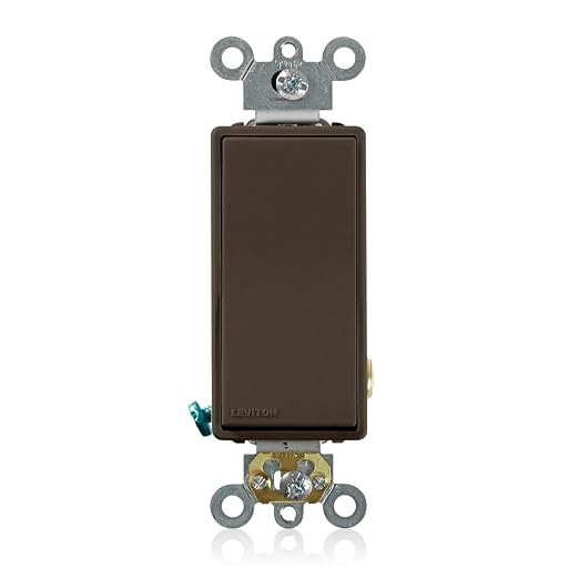 Leviton 20-Amp 120/277-Volt Decora Plus Rocker Single-Pole AC Quiet Switch, 5621-2, Brown