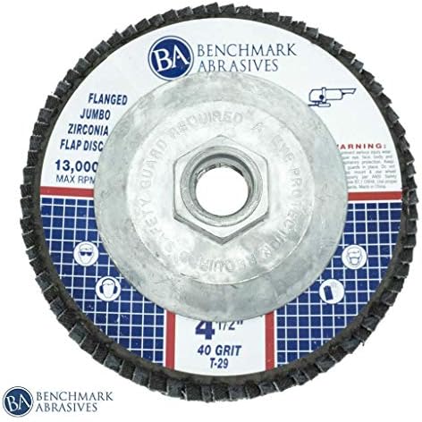 Benchmark Abrasives 4.5" x 5/8"-11 Zirconia Type 29 Flap Discs, 80 Grit