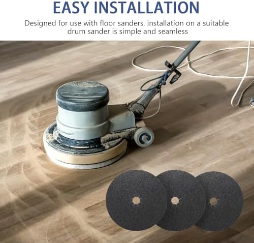 HUAALIUCHE Floor Sanding Disc Cloth-Backed Silicon Carbide，17" x 2" Holes for Concrete, Stone, 36 Grit, 6-Pack