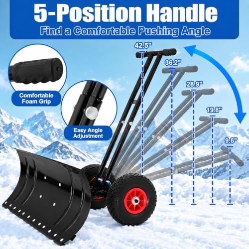 30''Wide Metal Snow Pusher, Snow Shovel, Fits The Floor Seamlessly
