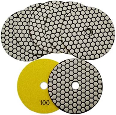 SHDIATOOL Dry Diamond Polishing Pads Grit 100 5-Inch Sanding Disc for Granite Marble Quartz (7-Pack)
