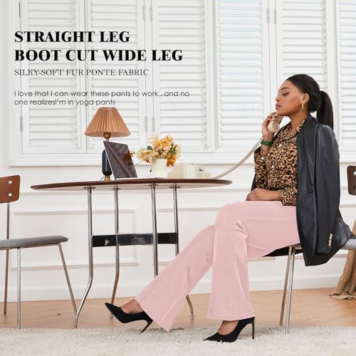 DGD Wrinkle-Free Stretch Dress Pants Plus Size for Women Pull-on Pant Ease into Comfort Office Pant
