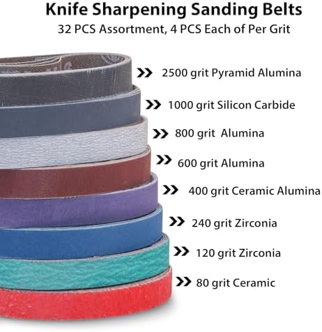 1/2" x 10" Replacement Knife Sharpener Sanding Belts,32 Pack