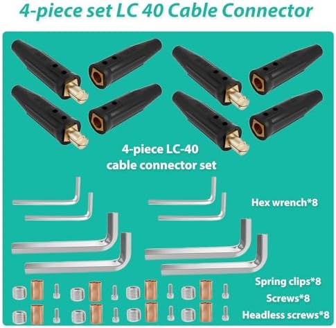 4Pcs LC-40 Welding Lead Connectors, 350A Cable Connectors for 1/0-2/0 Cable