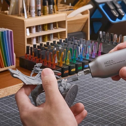 HOZO NeoSander Premium Combo – Mini Reciprocating Detail Sander Kit with 64 Color-Coded Sanding Heads, Charging Dock & Basic Sandpaper Set, Gift Idea for 3D Printing, Model Makers & DIY Enthusiasts