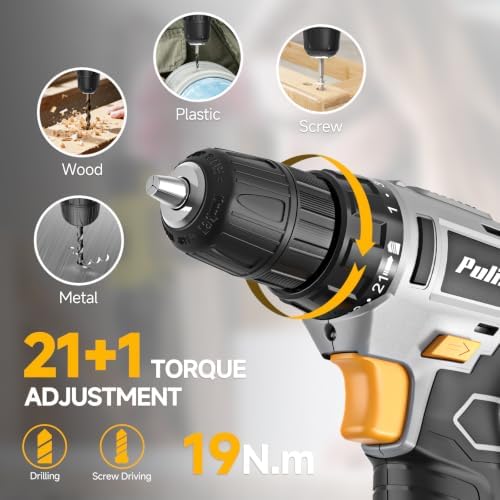 PULITUO 12V Yellow Cordless Drill Set, 149-Piece Home Tool Kit with Electric Drill Driver & Storage Tool Box, for Home Repair, Improvement, DIY Projects, Men Women & DIY Enthusiasts