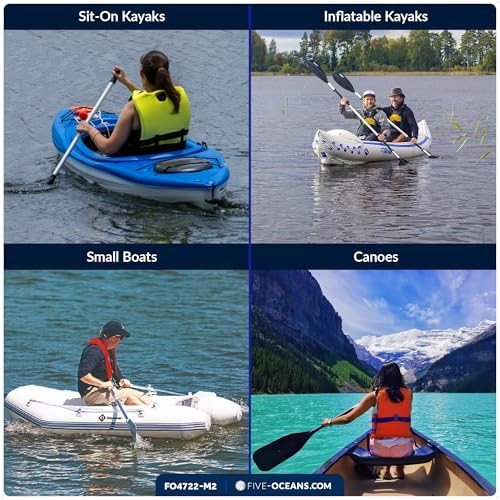 Five Oceans 4-Feet Canoe Paddle - Boat Paddle, T-Handle Oar Paddle for Canoe, Kayak and Small Boats - Corrosion-Resistant Floating Boat Paddles Marine-Grade Aluminum & Heavy-Duty Plastic | Aluminum Shaft & High Impact Plastic Blade