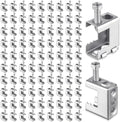Tandefio 100 Pcs 1/4"-20 Spring Steel Beam Clamps Metal Beam Hanger, Silver