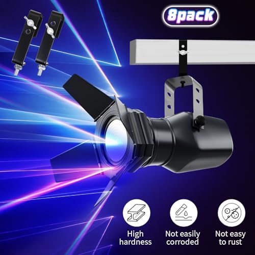 Zonon 8 Pack Square Tube Truss Clamp Hook, Heavy Duty Stage Light Clamp for Square Truss 40-60mm OD, Galvanized Iron DJ Light Holder for Moving Head Par Spotlight, 88 Lbs / 40kg Load (Black)