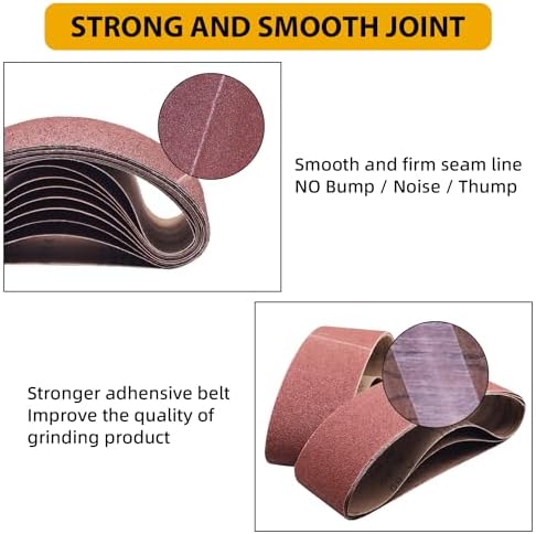 9 Pack 6x48 Sanding Belts,3 Each of 40 60 80 Grits Aluminum Oxide Belt Sander Paper,6 Inch x 48 Inch Abrasive Sanding Belts for Wood & Paint Sanding,Metal Polishing