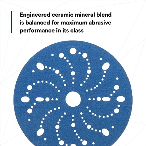 3M Hookit Blue Abrasive Disc, 321U, 36172, 6 in, 80+ Grade, Multi-Hole