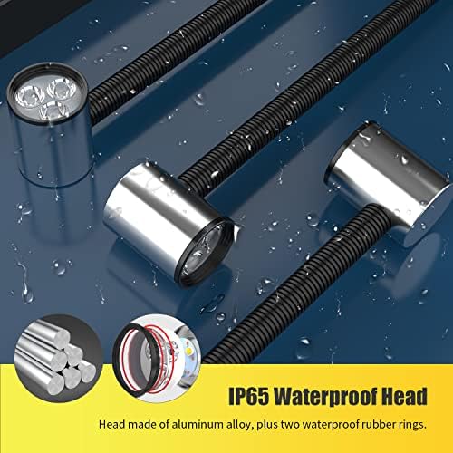 Led Machine Work Light, IP65 Water Proof Flexible Gooseneck Lamp 900 Lumens 120 Volt for Lathe Milling Drill Press Industrial Lighting, Install With Screws