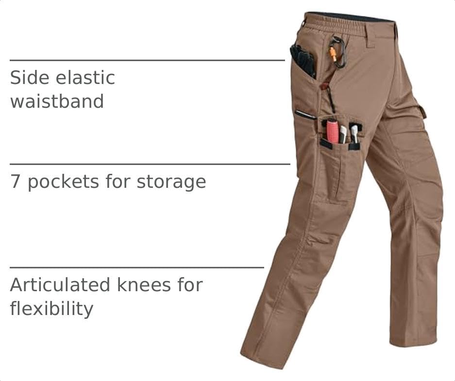 Mens Cargo Pants Ripstop Breathable Tactical Hiking Pants with 7 Pockets