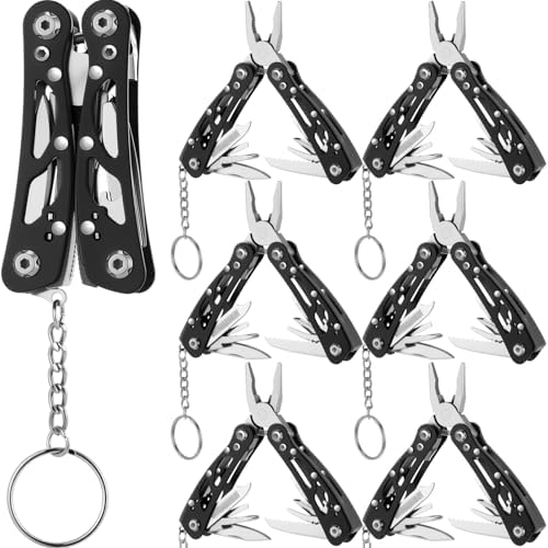 Lasnten 6 Pcs Multitool Pliers, Stainless Steel Foldable Mini Tool,Black