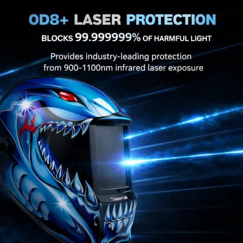 Laser Welding Helmet OD8+ – Large Viewing Area, Adjustable Fit, Infrared Protection Safety Mask for Laser Welding, Cutting, Cleaning & Marking