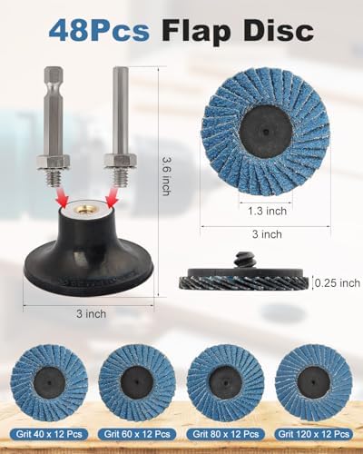 48 Pcs 3 Inch Flap Disc, Sanding Disc 40 60 80 120Grit