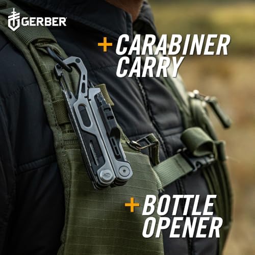 Gerber Gear Stakeout Drive - 10-in-1 Butterfly-Opening Multitool with Needlenose Pliers, Oversized Flip Bit Driver, Plain Edge Blade, Chisel, Bottle Opener, Pocket Clip & Carabiner Carry - Silver