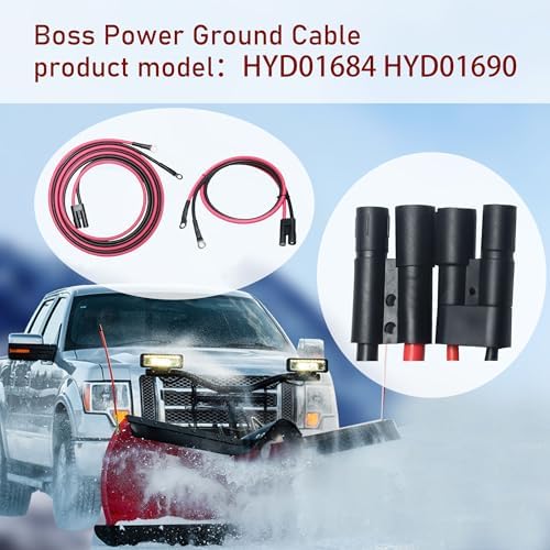 Fit for Snow Plow Power Ground Wire Kit for Boss Snow Plow Side - HYD01690 and HYD01684, Compatible with Boss Snow Plow Parts, 6AWG Efficient and Durable Truck Plow Side Repair Kit