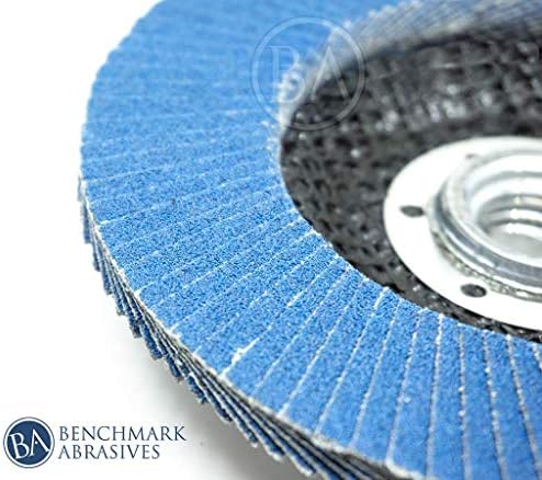 Benchmark Abrasives 4.5" x 5/8"-11 Zirconia Type 29 Flap Discs, 120 Grit