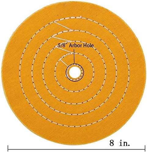 SCOTTCHEN Buffing Polishing Wheel Yellow 8 inch (50 Ply) for Bench Grinder 5/8" Arbor Hole - 1pcs