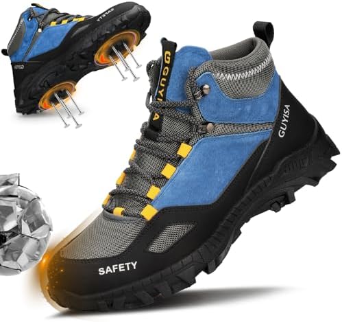 GUSAYEX Steel Toe Boots for Men Puncture Resistant Work Boots