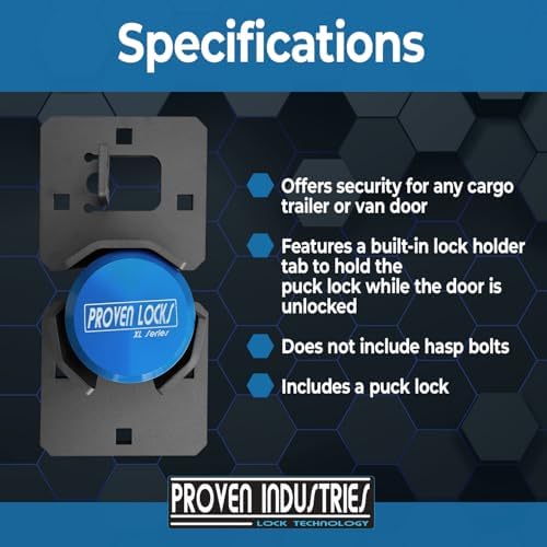 Proven Industries Puck Lock Hasp Kit - Storage Door Security, Blue