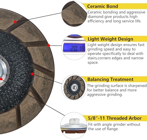 5" Ceramic Bond Diamond Cup Wheel for Concrete, 5/8-11, 400 Grit