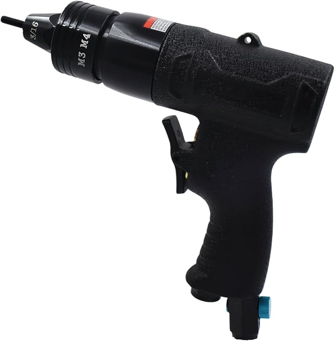 Pneumatic Rivet Nut Gun Air Rivet Nut Pull Setter Riveting Fastening Tool With 3/16 5/32 Riveting Mandrels Quick Change Locking Nozzle Bolts Adapter Drill For Air Rivet Nut Insert Installation Tool