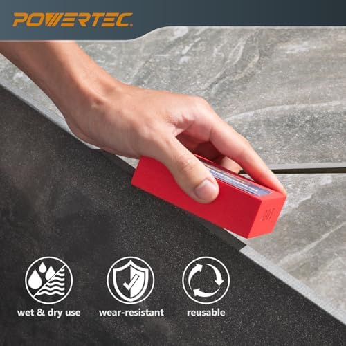 POWERTEC Diamond Hand Polishing Pads 100 Grits 2Pack, Diamond Sanding Block for Polishing and Grinding Porcelain, Ceramic Tile, Glass, Granite, Stone, Wood & Metal (71905-P2)