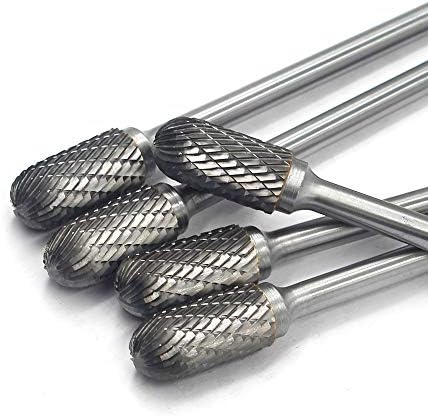 5pcs SC-5 Tungsten Carbide Burr Cylinder Shape with Radius End Double Cut Rotary Burr File(1/2" Cutter Dia X 1"Cutter Length) with 1/4'' shank, pack of 5