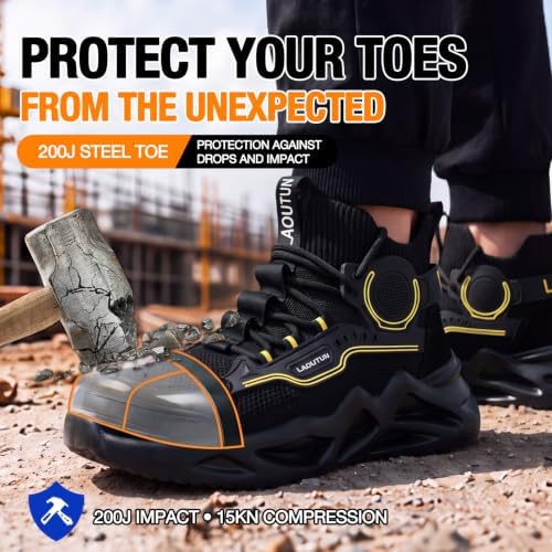 LAoutun Steel Toe Shoes for Men Work Shoes Safety Sneakers Lightweight