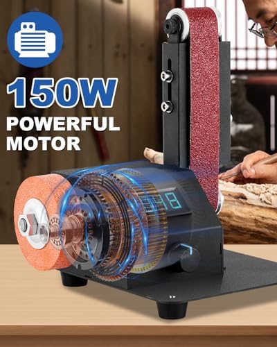 Mini Electric Belt Sander, Variable Speed Desktop Grinder for Knife Making