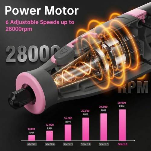 Katerk Cordless Rotary Tool Kit with 70Pcs Accessories for Women Men, Pink