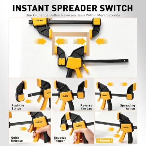 3-Pack Wood Clamps for Woodworking, 12 Inch Bar Clamps with Clamp Connector, Quick-Release Wood Clamps with 150 LBS Load Limit, Trigger Clamp Set for Woodworking DIY Projects