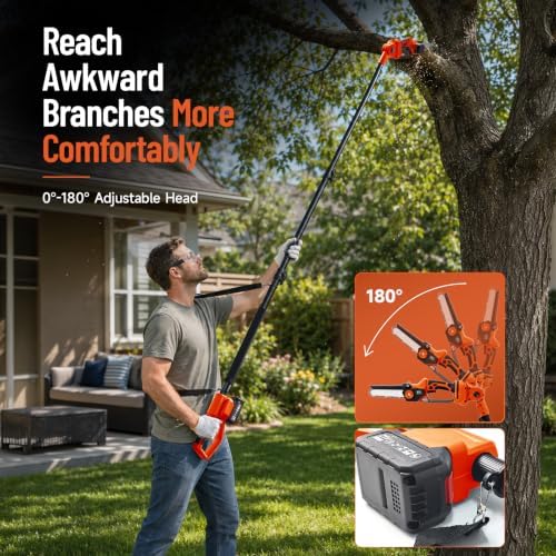 Electric Pole Saw for Tree Trimming, 6 Inch Cordless 2-in-1 Mini Chainsaw