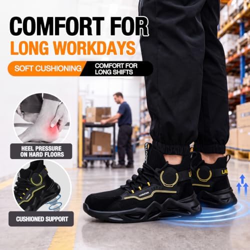 LAoutun Steel Toe Shoes for Men Work Shoes Safety Sneakers Lightweight