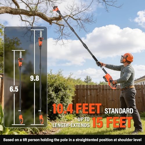8 Inch 20V Cordless Pole Saw With 2×3.0Ah Battery & Charger