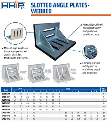 HHIP 3402-0310 10" x 8" x 6" Slotted Angle Plate, Webbed