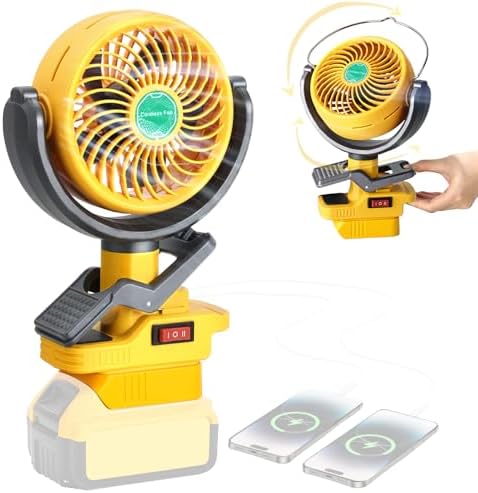 Portable Clip Fan Compatible with Dewalt 20V Battery(Tool Only)