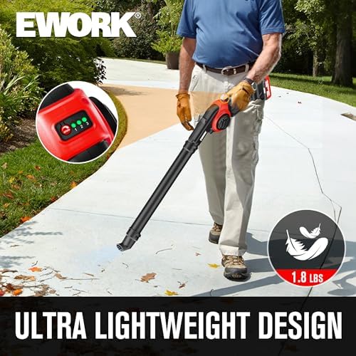 EWORK 20V Small Cordless Leaf Blower with 2 x 2.0Ah Battery and Charger