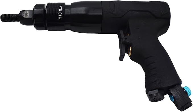 Pneumatic Rivet Nut Gun Air Rivet Nut Pull Setter Riveting Fastening Tool With 1/2 3/8 Riveting Mandrels Quick Change Locking Nozzle Bolts Adapter Drill For Air Rivet Nut Insert Installation Tool