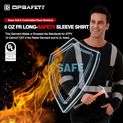 FR Shirts for Men, 6oz Hi Vis Flame Resistant Welding Shirt
