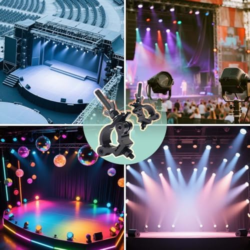 jindaaduio Stage Light Clamp, Lighting Truss for DJ light, 38mm-42mm Light Hook, Truss O-Clamp Used for Par Light,Spotlight and Moving Head(2 pcs Black)