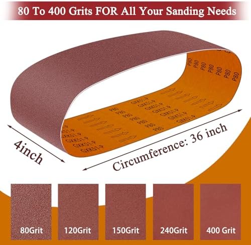 33PCS 4x36 Alumina Sanding Belts with 6" Self Stick No Hole Sanding Disc