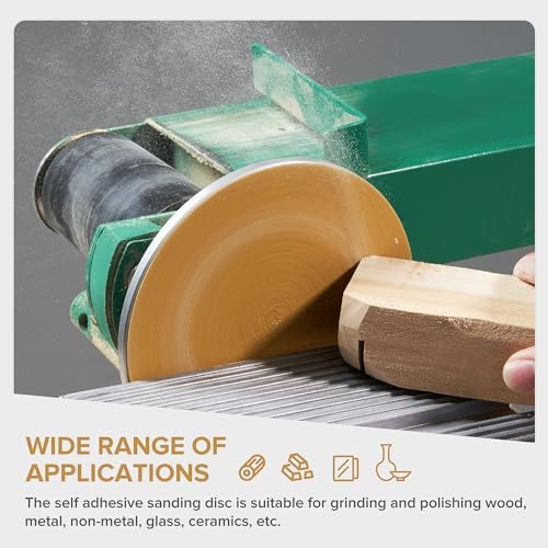 100 PCS 6 Inch Gold PSA Sanding Discs 60 Grit Self Adhesive Sticky-Back Sandpaper for DA Sander Automotive Car Paint Woodworking Wood Metal Finishing