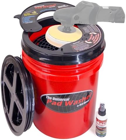GRIT GUARD Universal Pad Washer Kit - Polishing Pad Cleaner Compatible with Dual Action Rotary and Orbital Polisher Foam, Wool, Microfiber, Felt Disc - Made in the USA