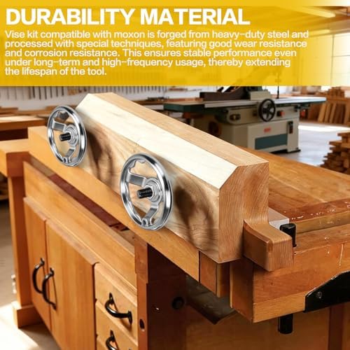 Hardware Kit Compatible with Moxon Vise, Bench Vise Screw Kit for Rapid Clamping, Smooth Operation, Joinery Shaping and Carving, Includes 5" Hand Wheel, 3/4"x 8" Threaded Rod, Nut and Washer